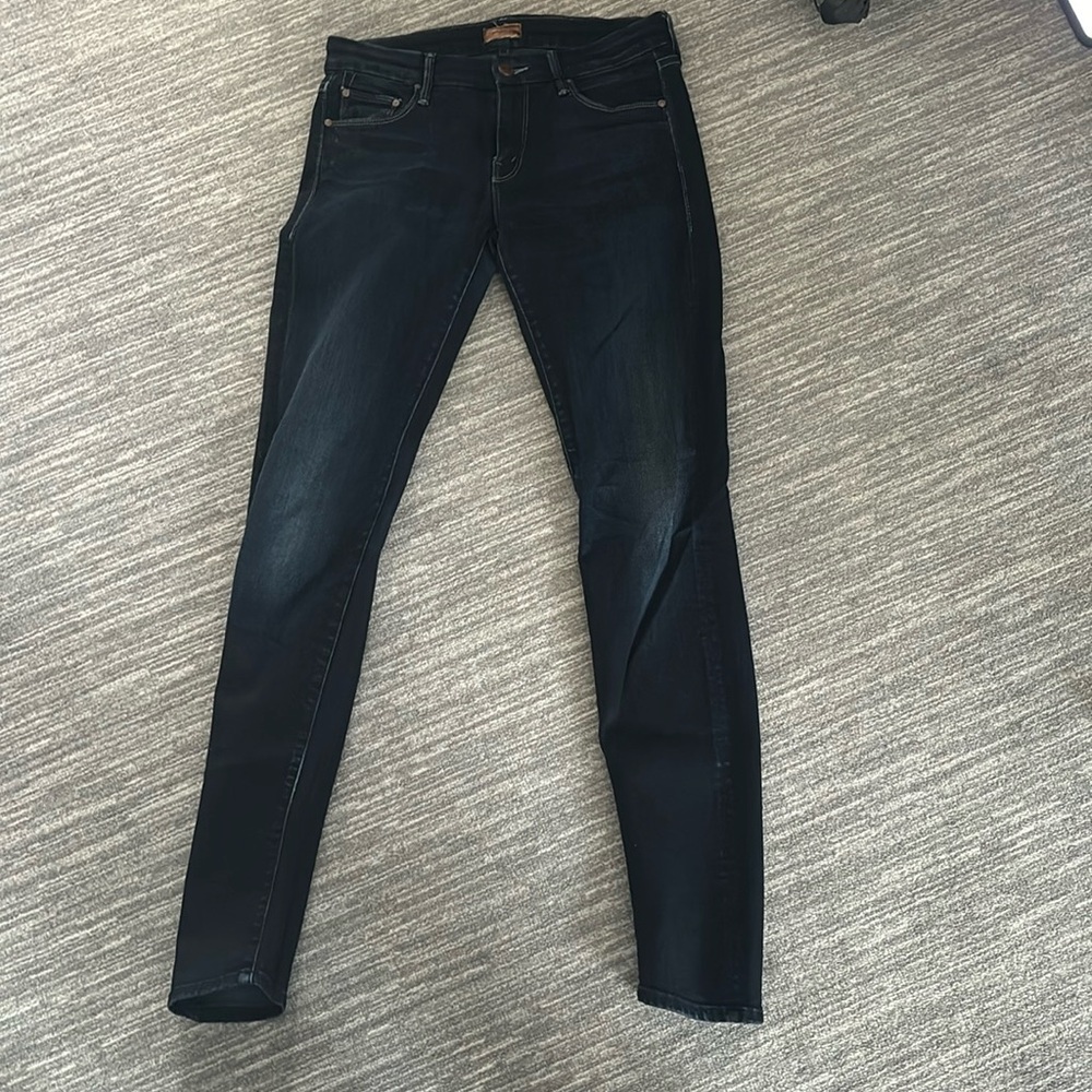Dark Blue Mother Skinny Jeans